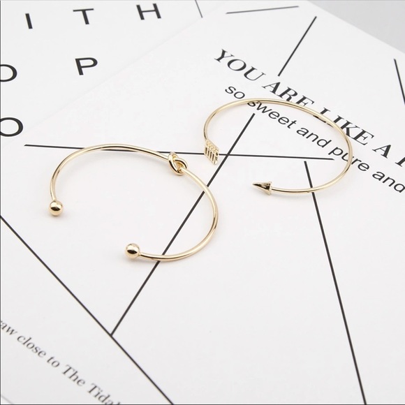 New 2 Piece Gold Bangle Bracelet Set - Picture 4 of 4